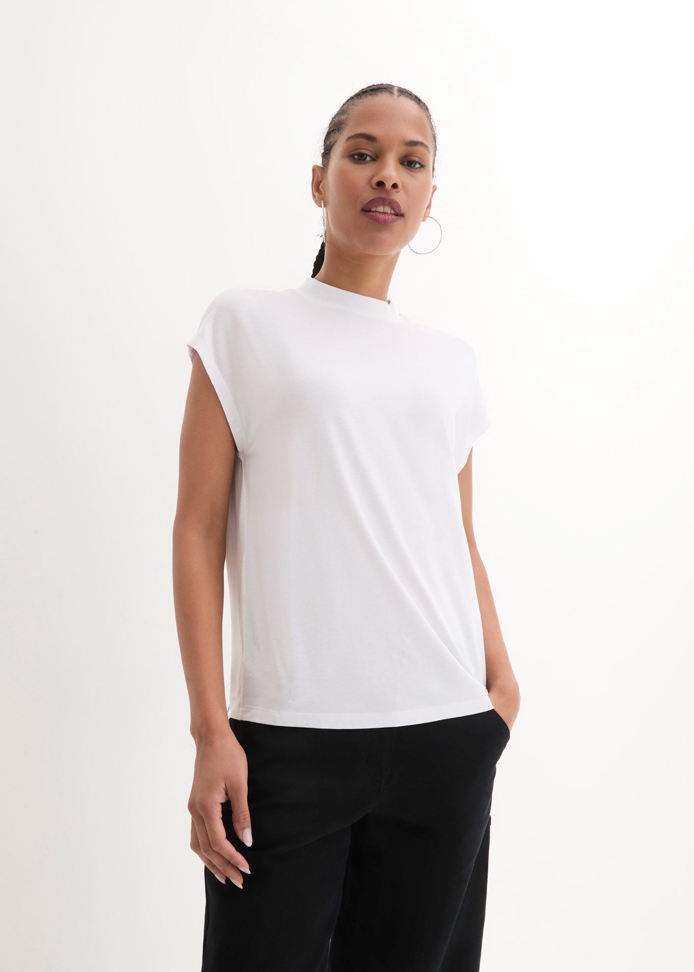 bonprix T-Shirt lässige Passform, Kurzarm, unifarben, aus Viskose