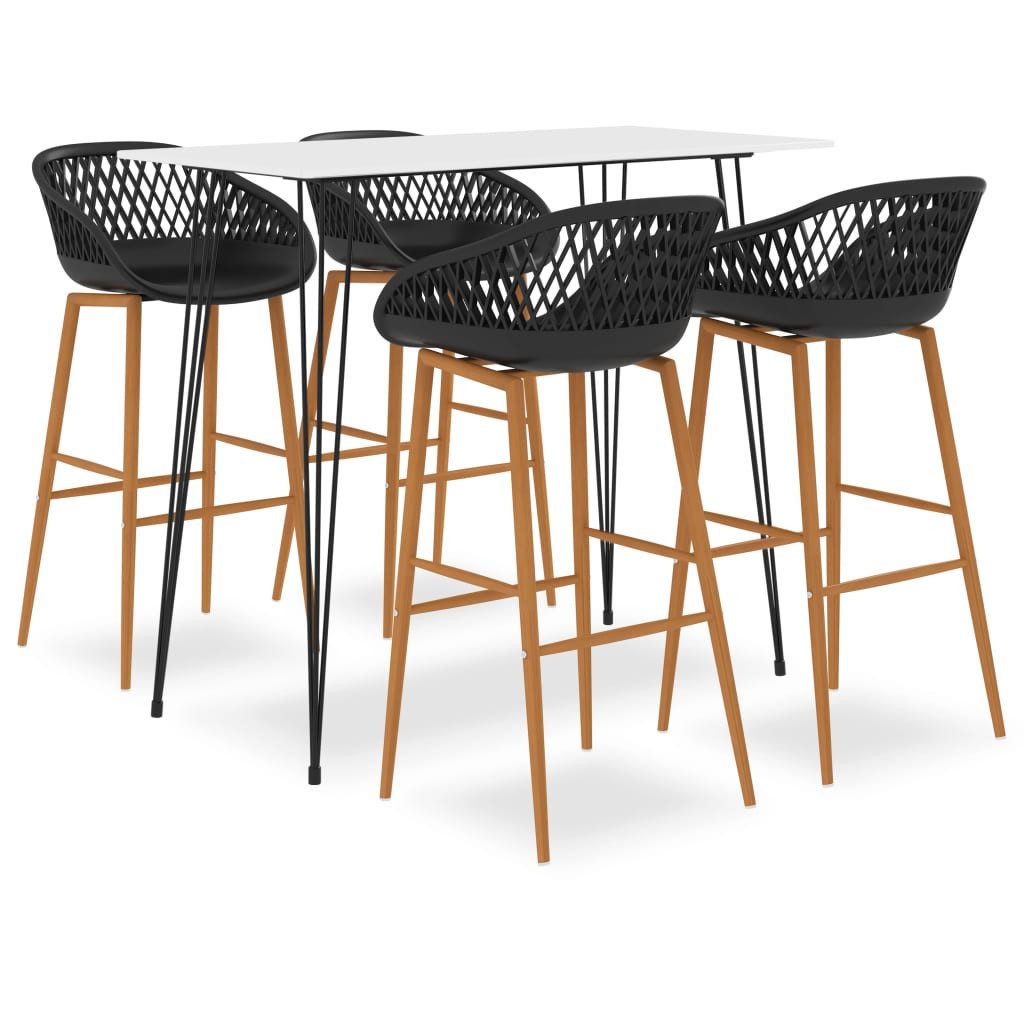 vidaXL Essgruppe 5-tlg. Bar-Set Weiß und Schwarz, (4-tlg)