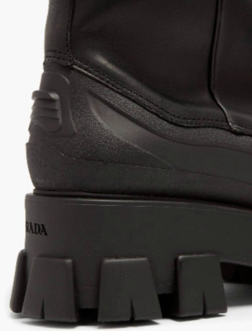 PRADA Monolith Boots Chunky-sole Leder Stiefel Winterboots klobigen Lug-Sohle und einer konturierten Gummifußbasis ausgestattet