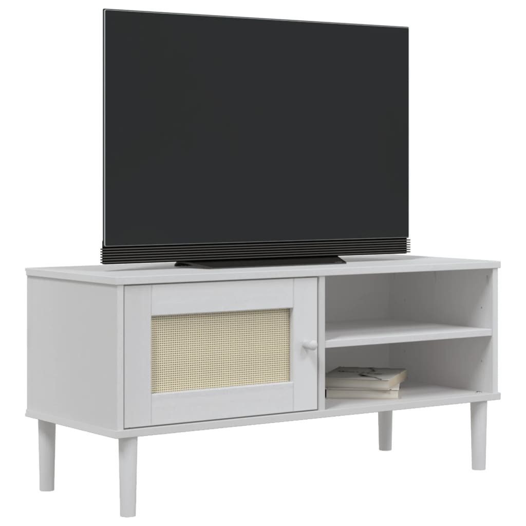 vidaXL TV-Schrank TV-Schrank SENJA Rattan-Optik Weiß 106x40x49 cm Kiefernholz (1-St)