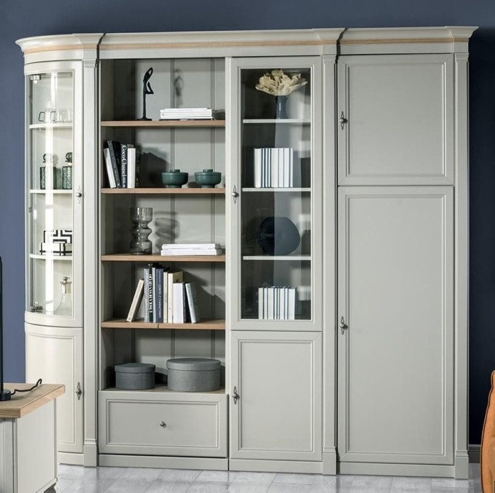 Vitrine Traditionelle Holzmöbel Wohnzimmermöbel Schrankwand Vitrine Schrank