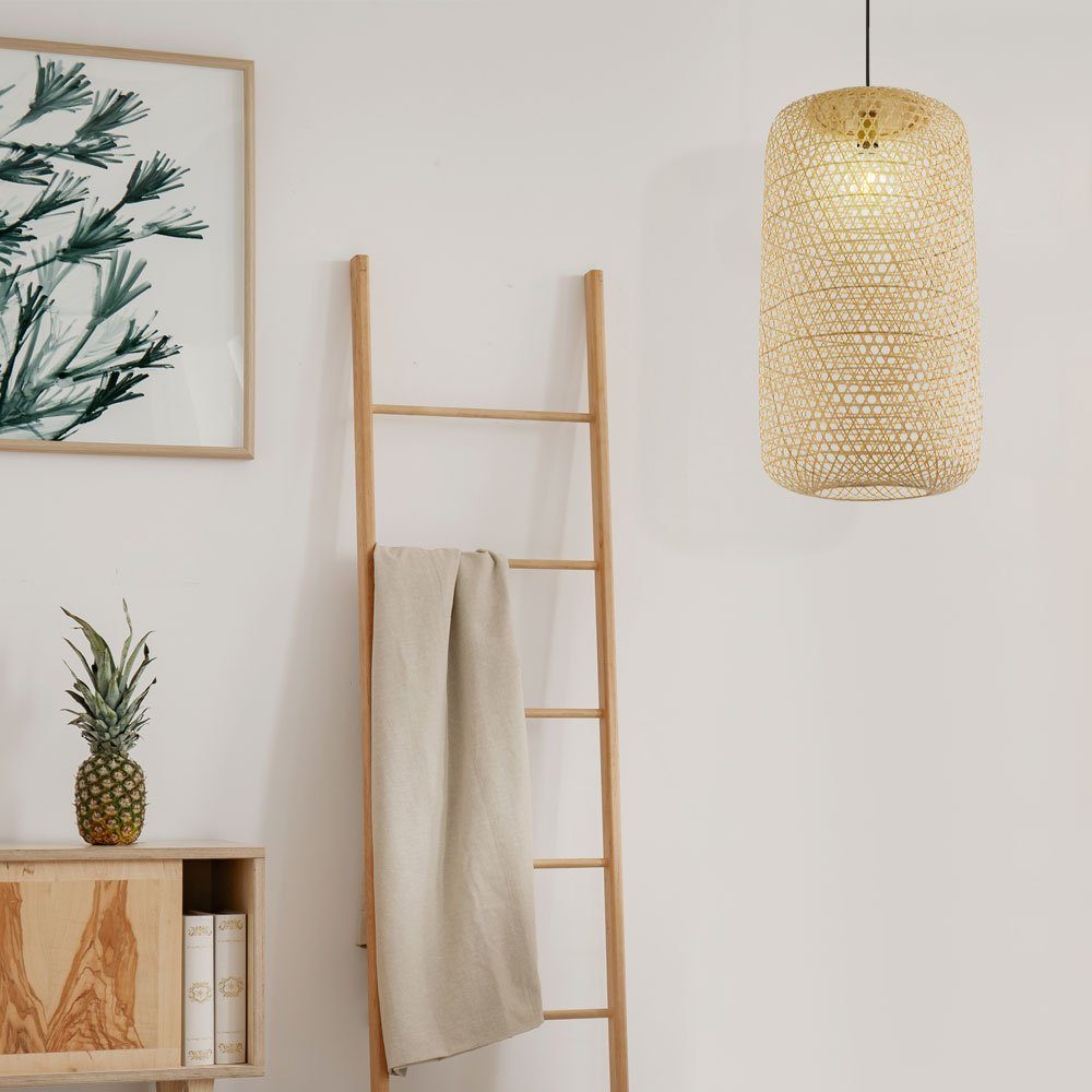 Leuchtmittel Deckenlampe Boho Wohnzimmer im Bambus Pendelleuchte inklusive, etc-shop nicht Design Pendelleuchte,