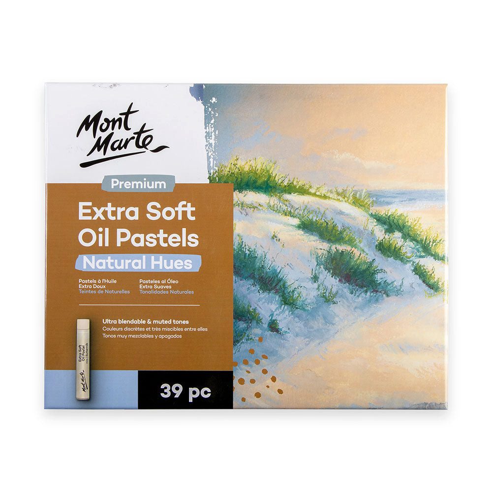 Mont Marte Pastellkreide - Extra weiche Ölpastellkreide Set - 26 / 39 Stk.- Natürliche Farben, - Für Landschaften und Stillleben- Ideal geeignet für Anfänger & Profi