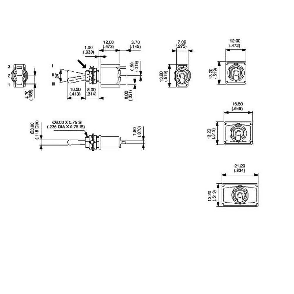 Schalter Hebelschalter A, 3 V/AC Metallhebel 250 APEM