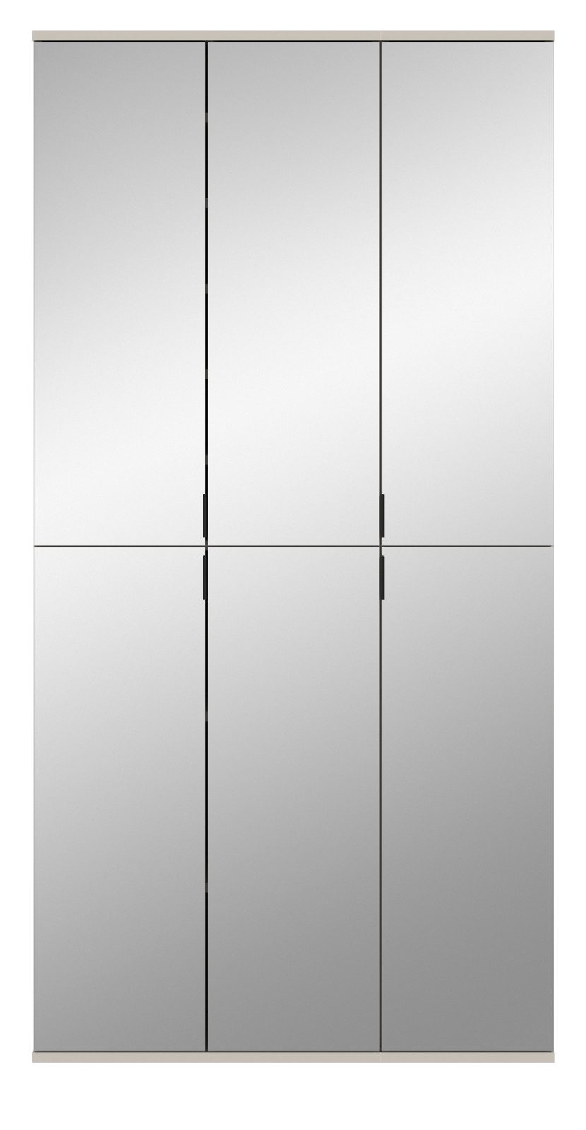 Inn.Furn Garderobenschrank Line-Up (Schuhschrank in Kaschmir / Sand, 6 Spiegeltüren, 91 x 193 cm) variable Inneneinteilung, bis 15 Fächer