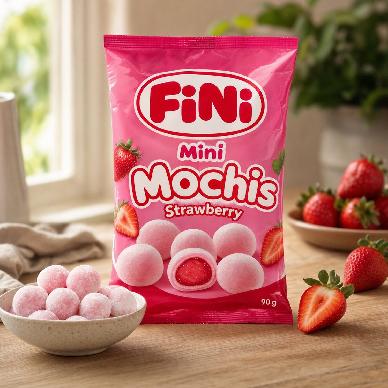 Fini Süßigkeit, 1 x 90 g, Mini Mochis Strawberry