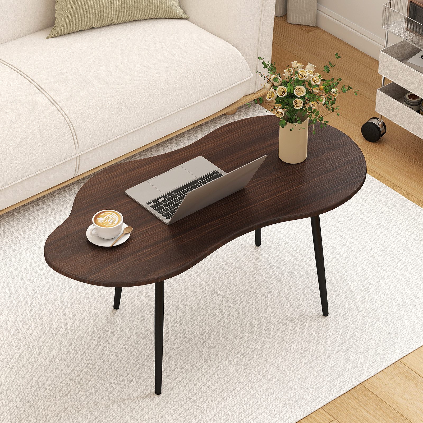 COSTWAY Couchtisch, Wohnzimmertisch holz, kaffeetisch klein