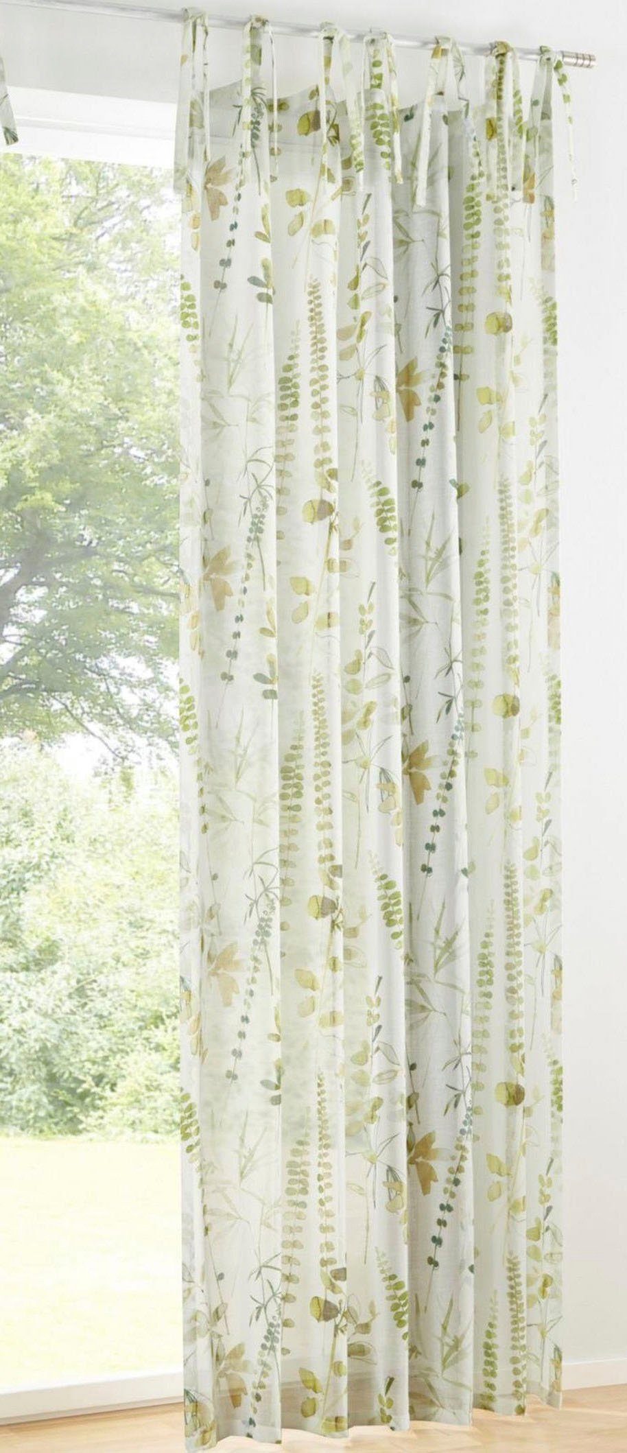 Vorhang Jungle Schal, Kutti, Bindebänder (1 St), halbtransparent, Gardine,  halbtransparent, bedruckt, Polyester | Fertiggardinen