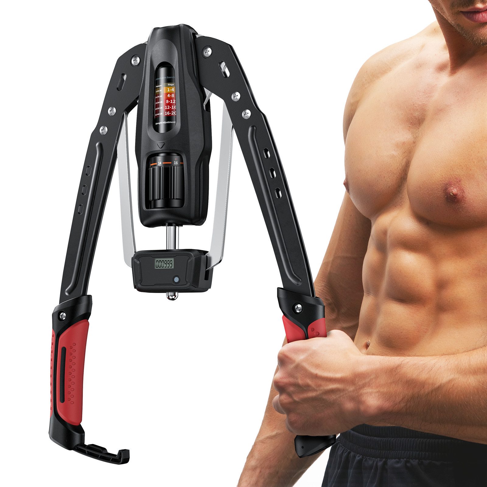 MERACH Handmuskeltrainer Armtrainer Twister Hydraulisch Verstellbar 10-200 kg Brusttrainer (Oberkörper Fitnessgerät für Zuhause, 1-St., …