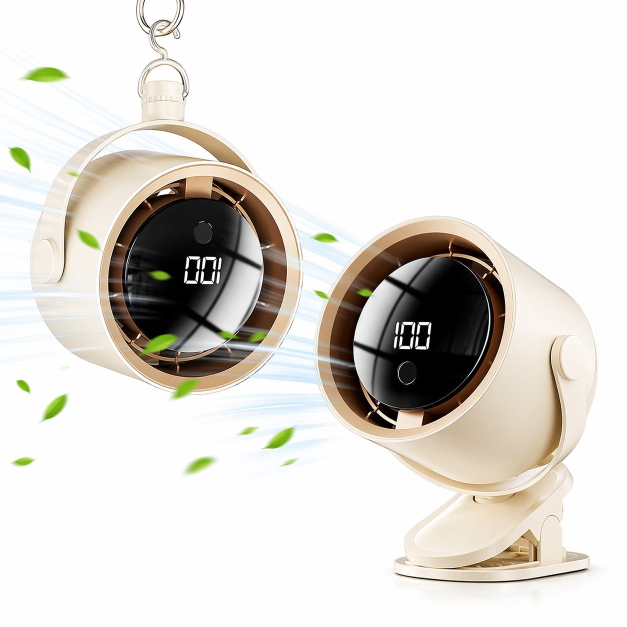 MOPUEA Akku-Ventilator Tischventilator Leise 100 Stufen 5 Modi Led Display 180° Verstellbar, Leise 100 Stufen LED Display 180 Grad verstellbar vielseitig nutzbar