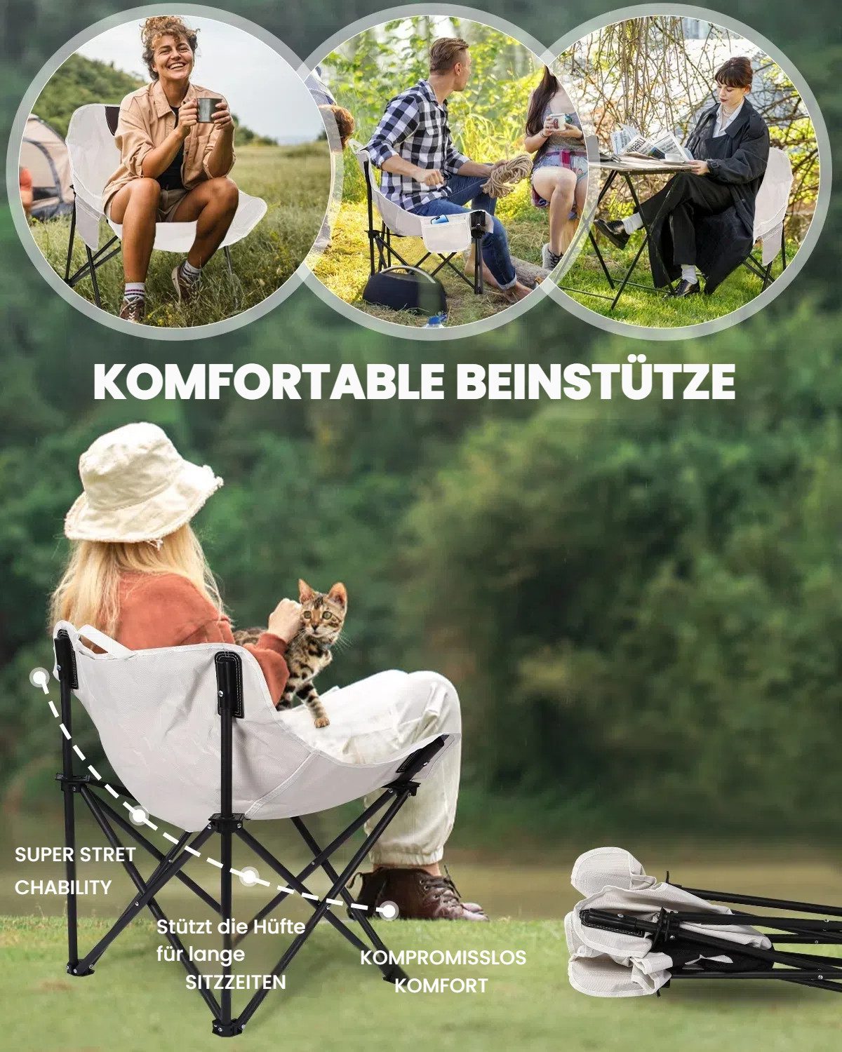 LEAZZLE Klappstuhl Outdoor Campingstuhl faltbar (150kg günstig online kaufen