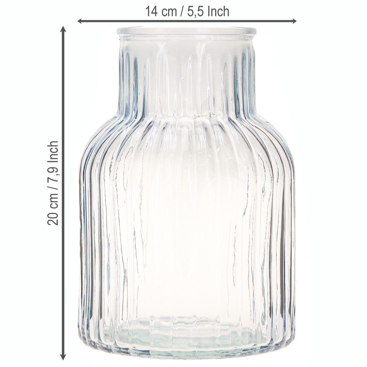 Florists Products Tischvase Glasvase im Retro-Stil mit edler Rillenstruktur