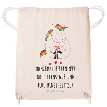 Mr. & Mrs. Panda Sporttasche Einhorn Traurig - Transparent - Geschenk, Einhorn Deko, Pegasus, Stof (1-tlg), Stabile Kordel