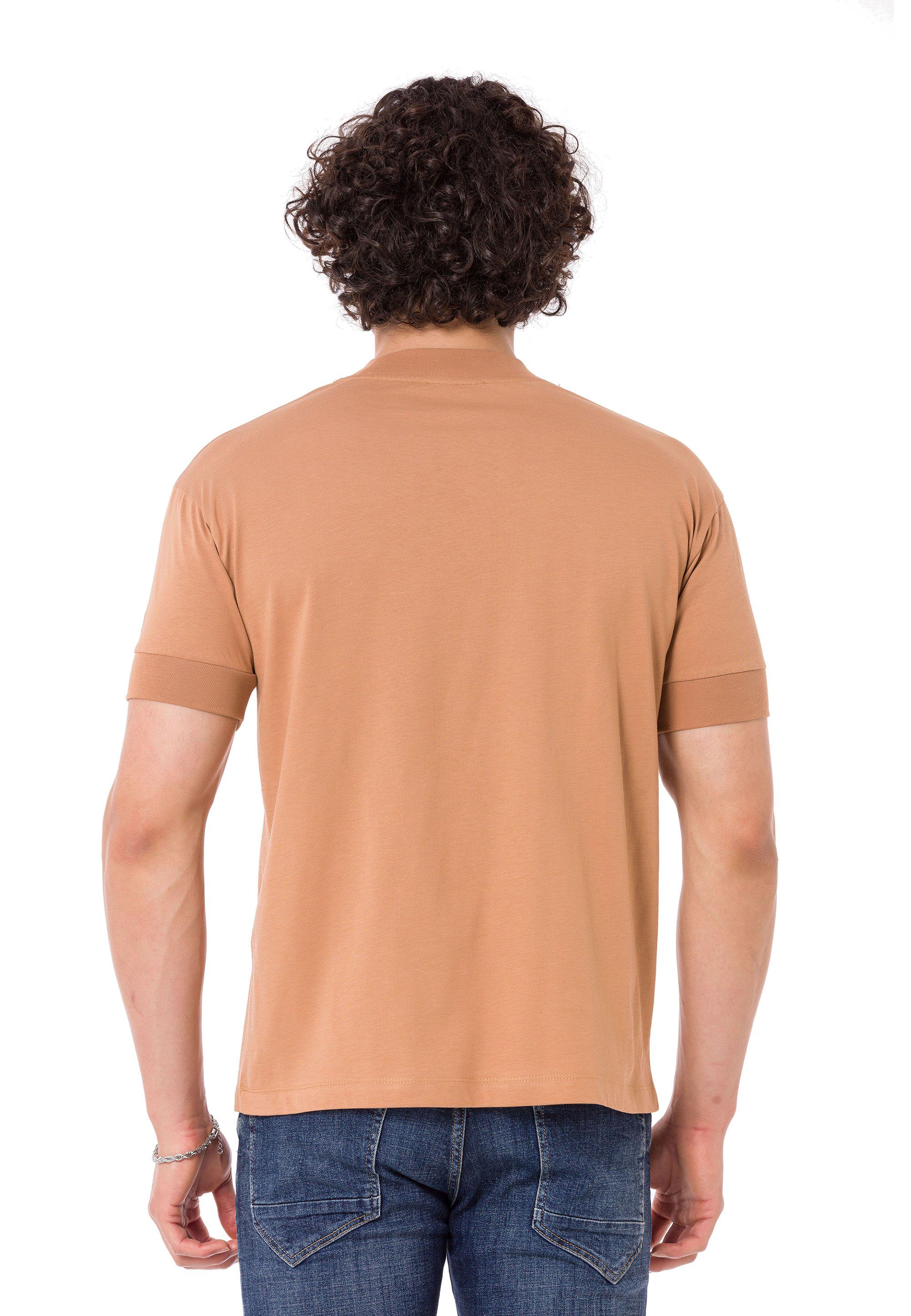 RedBridge T-Shirt Widnes braun Logo-Bestickung mit