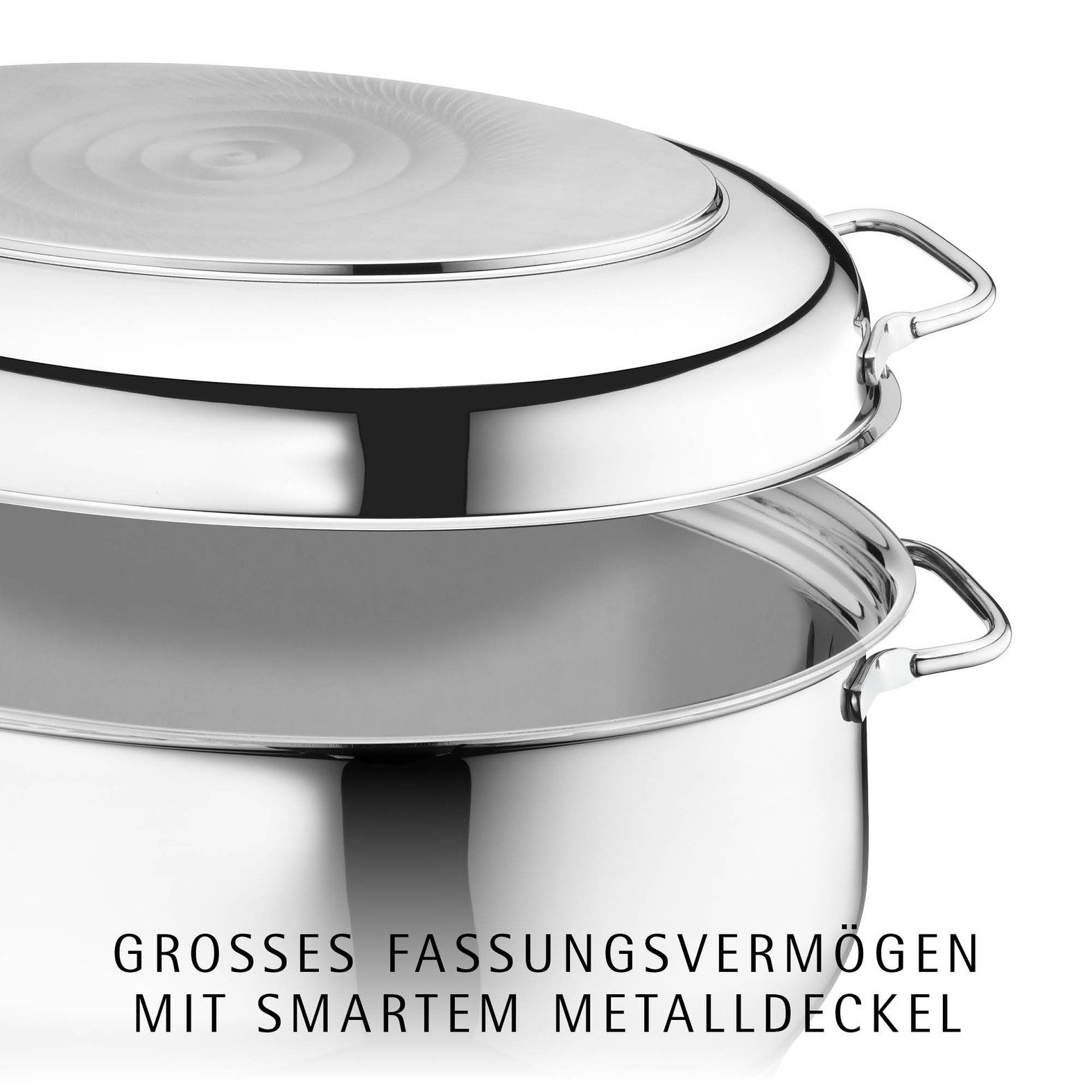 WMF Bräter Schmortopf mit Deckel, Induktion, backofengeeignet, Cromargan® Edelstahl Rostfrei 18/10, Deckel als induktionsgeeignete Pfanne nutzbar, für alle Herdarten