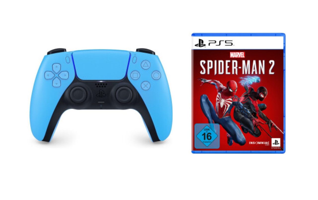 Playstation PS5 Controller Starlight Blue inkl. Spider-Man 2 PS5 DualSense Wireless-Controller (Spiele-Set, inkl. Spider-Man 2)