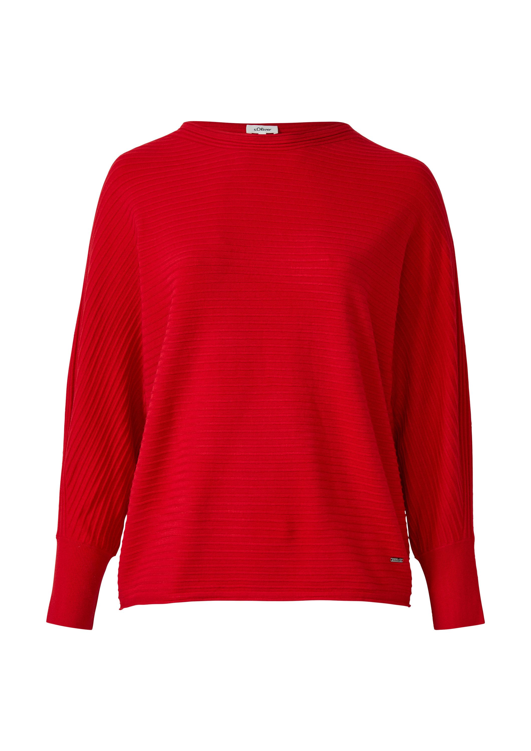 s.Oliver Longpullover Strickpullover Pullover in Rippstruktur mit Fledermau günstig online kaufen