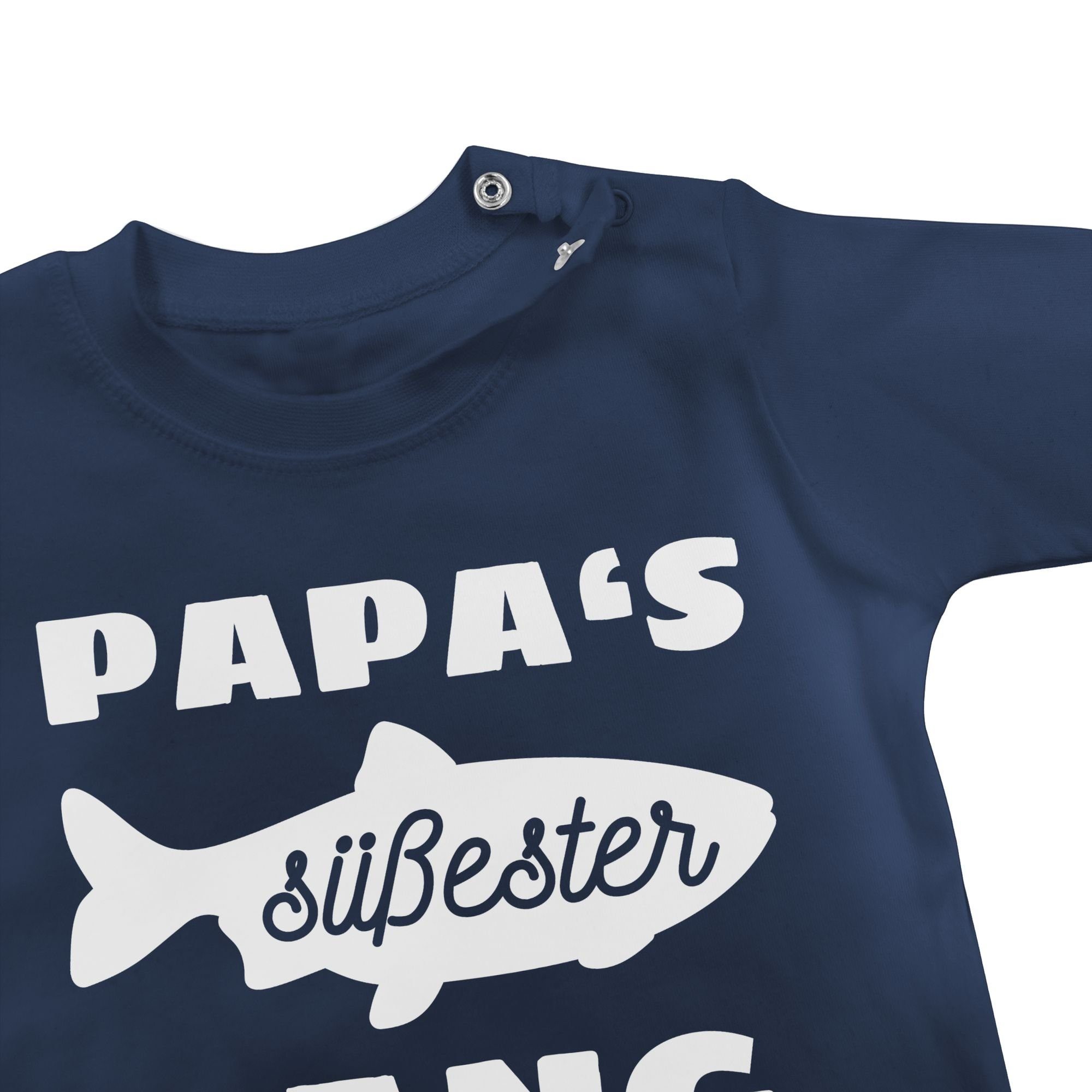 Baby süßester Geschenk Blau Papas Vatertag Fang 1 Shirtracer Navy T-Shirt