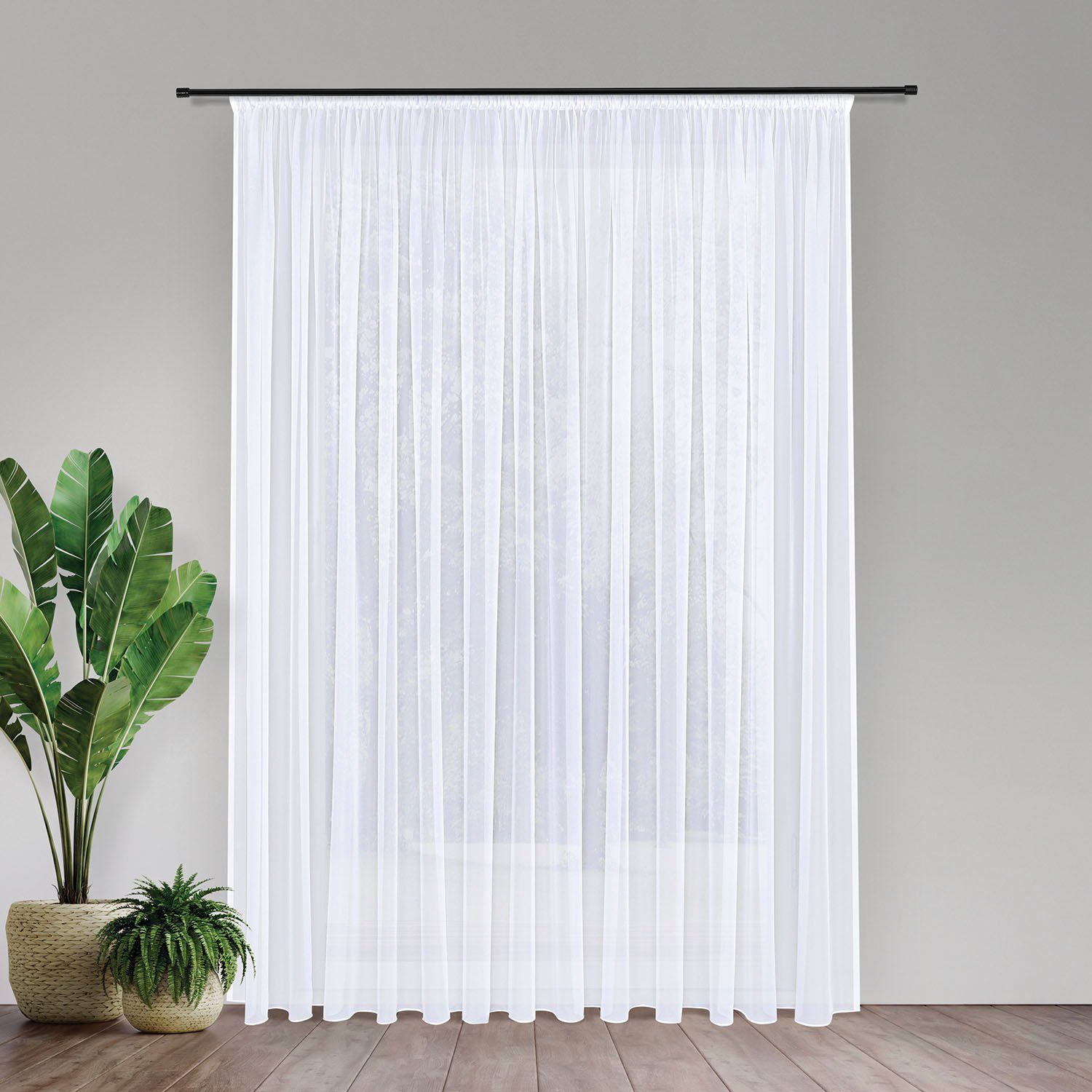 Gerster Gardine Laura (1 St), Smokband, transparent, Voile, Elegante Voile Grundware