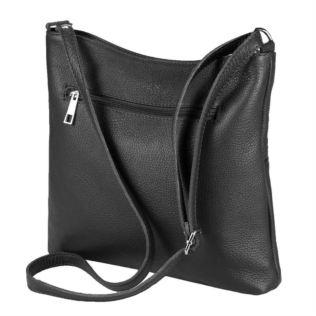 ITALYSHOP24 Schultertasche Made in Italy Damen Leder Tasche Cross Over Body Bag Umhängetasche, leichte schmale Brusttasche Shopping Reise Urlaub Ausgehen Freizeit