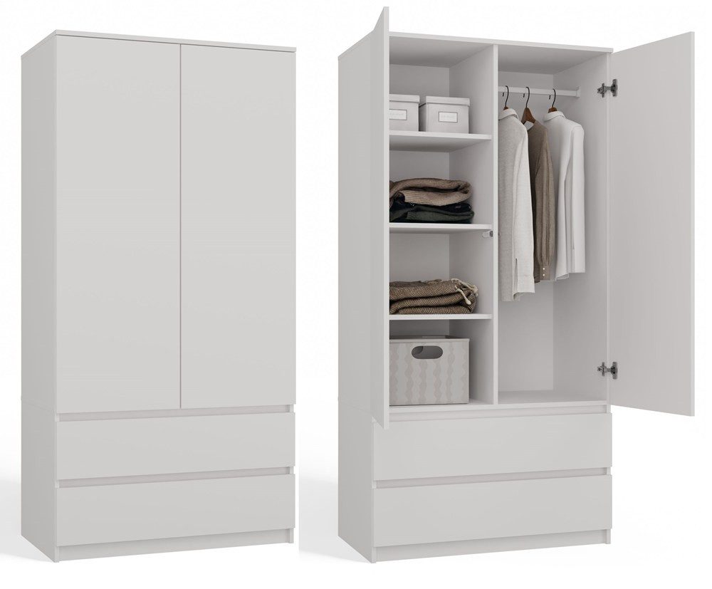 Raumhirsch Furniture Kleiderschrank Schrank, Kleiderschrank, Garderobenschrank (Metall-Kleiderstange, 4 Einlegeböden) (viele Farbvarianten - Maße: 50 x 90 x 180 cm) - Hochwertig & stabil
