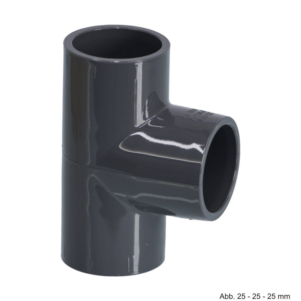 bevo Wasserrohr PVC-U T-Stück 90°, Klebemuffe, 16 bar, 16 mm