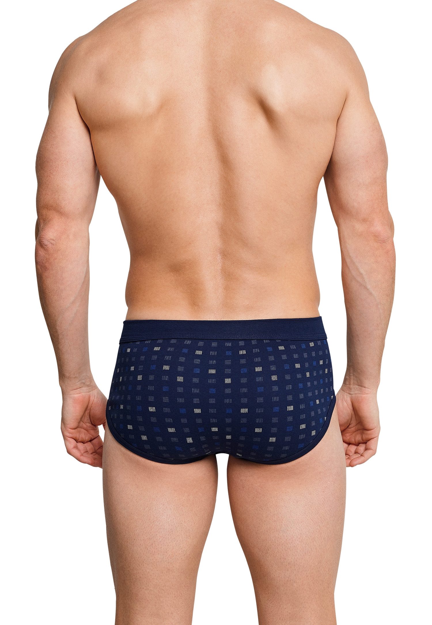 Schiesser Slip Essentials (2er Pack) mit Eingriff, Feinripp-Qualität, Softbund, kariert, Baumwolle