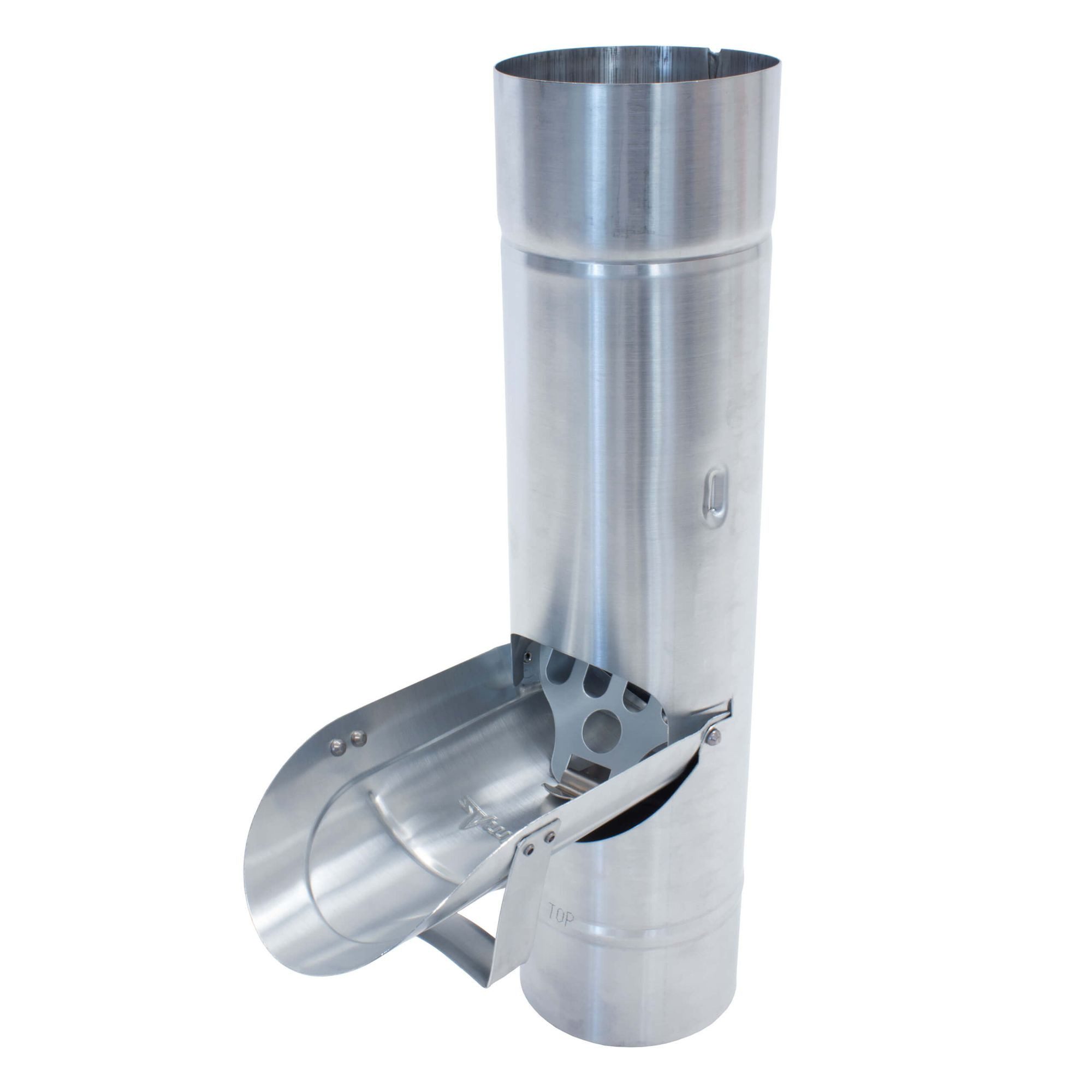 Zambelli Regenfallrohr, (Regenrohrklappe, Regenwasserklappe mit Sieb 76mm Silber), Regenwasser Fallrohr Klappe, Laubschutz durch Sieb, Titanzink