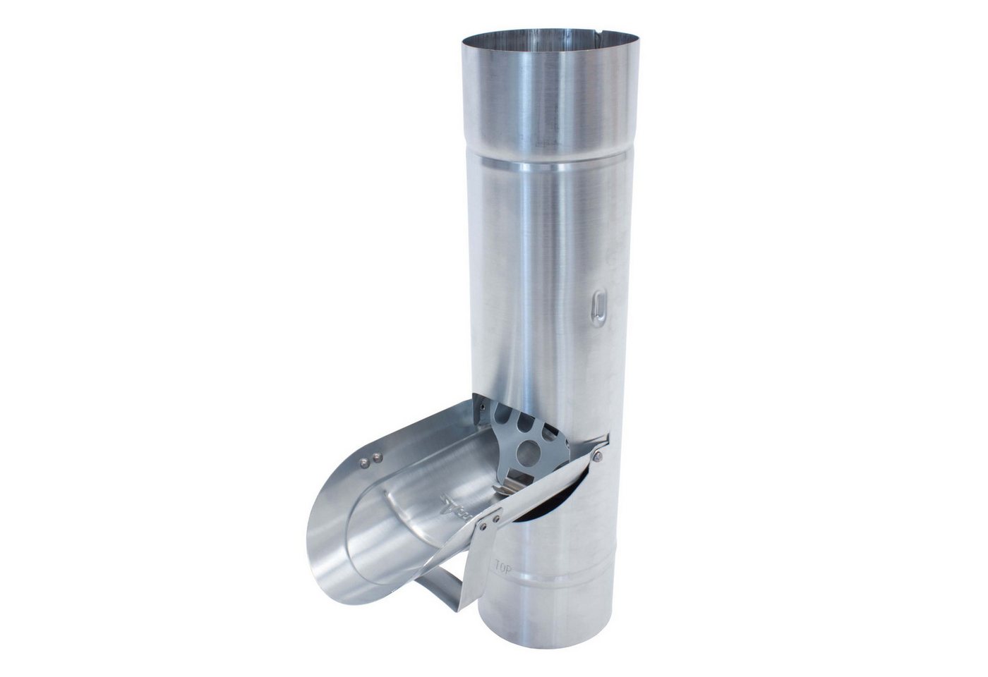 Zambelli Regenfallrohr, (Regenrohrklappe, Regenwasserklappe mit Sieb 100mm Silber), Regenwasser Fallrohr Klappe, Laubschutz durch Sieb, Titanzink
