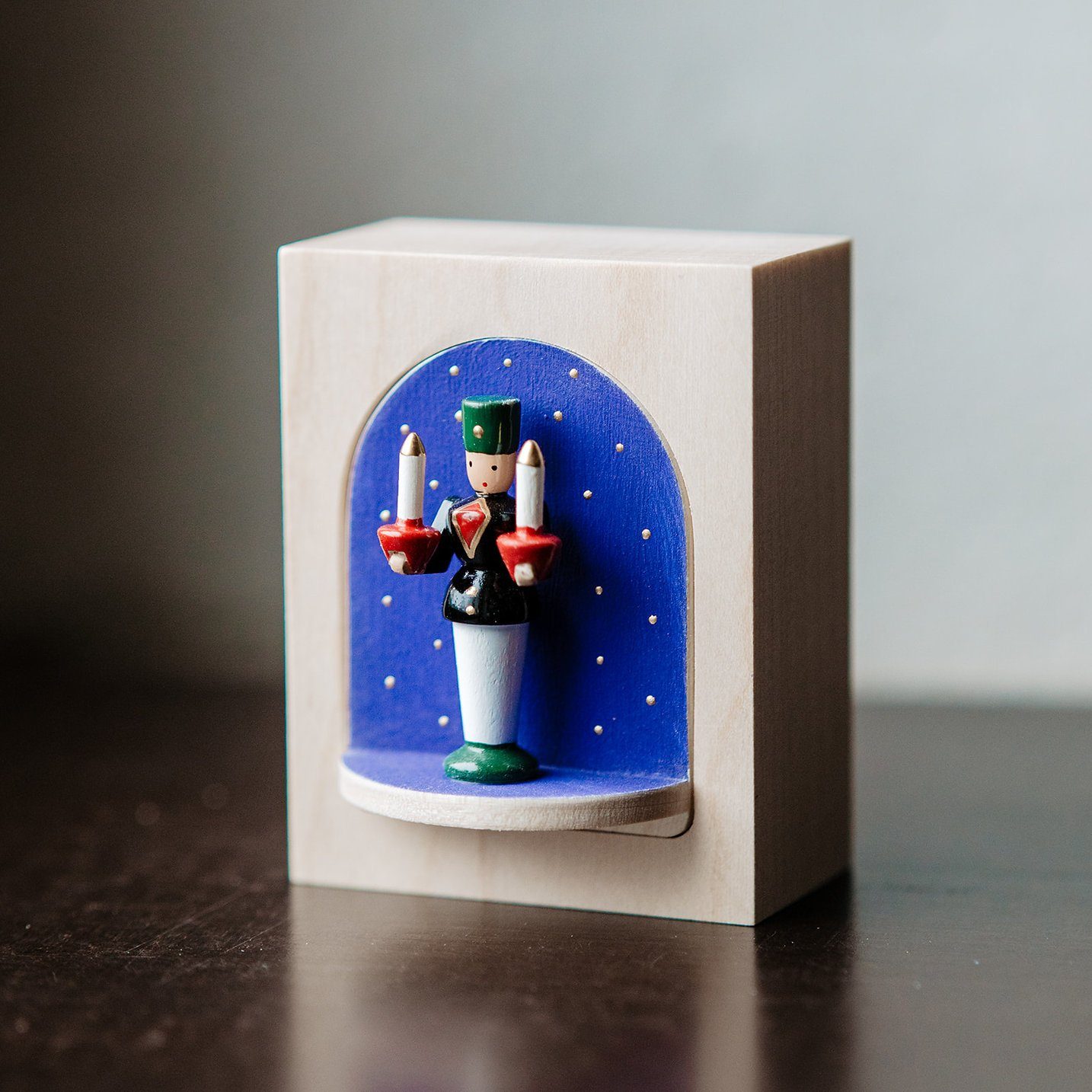 Drehkastl Weihnachtsfigur 5x6x2,5cm Miniaturfigur Braun Lichterbergmann Wolfgang NEU Volkskunst