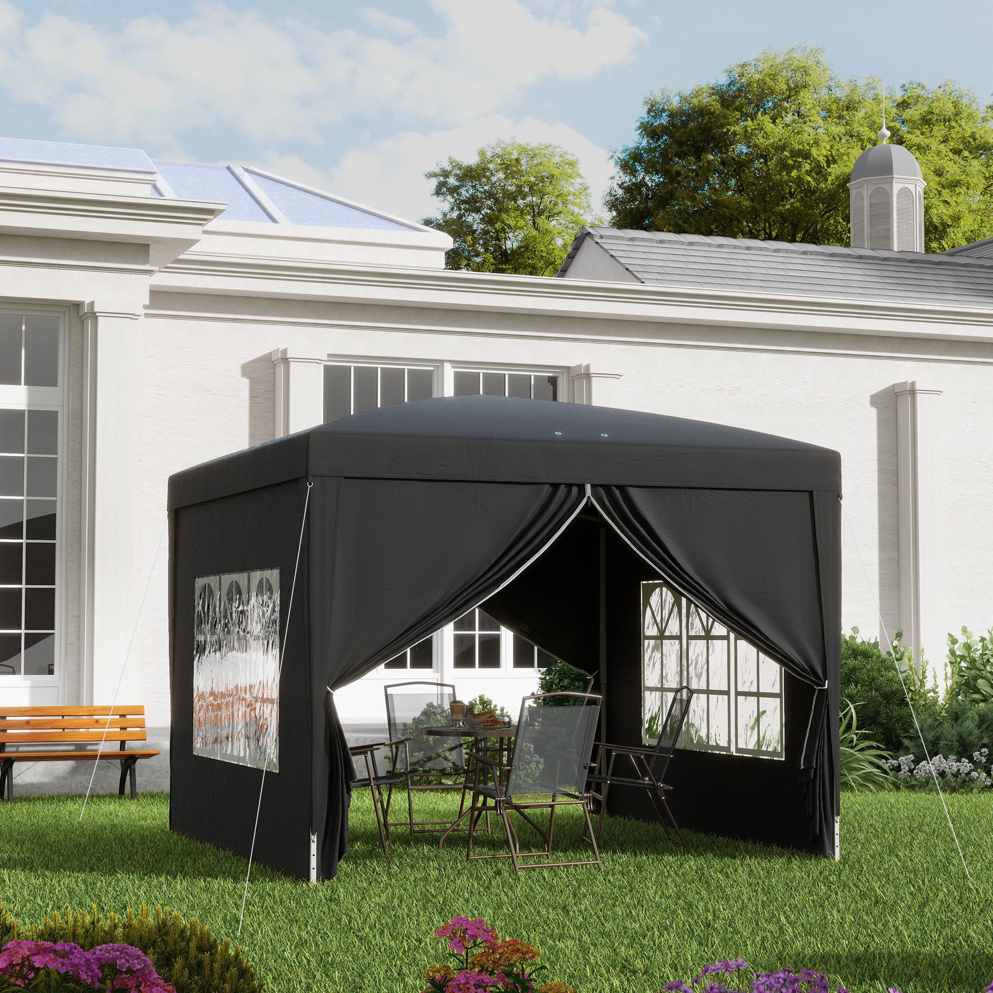 Outsunny Faltpavillon 3x3m, wasserabweisend stabil winterfest, günstig online kaufen