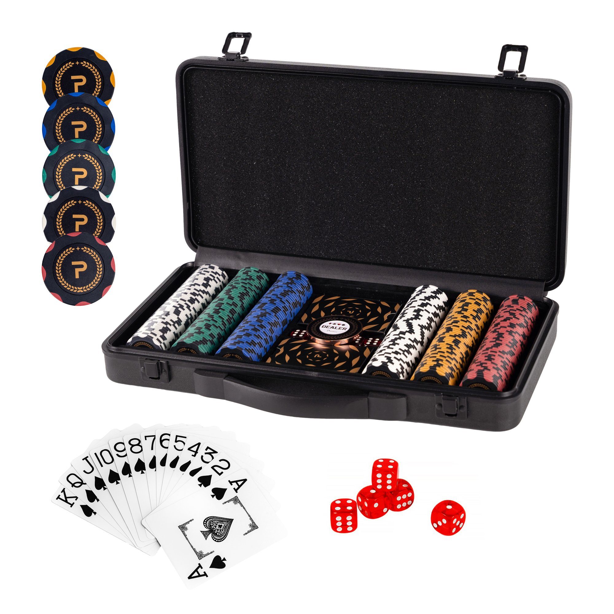 HomeGuru Spiel, Pokerkoffer mit 300 Laserchips, Pokerset, Aluminiumkoffer, Geschenk