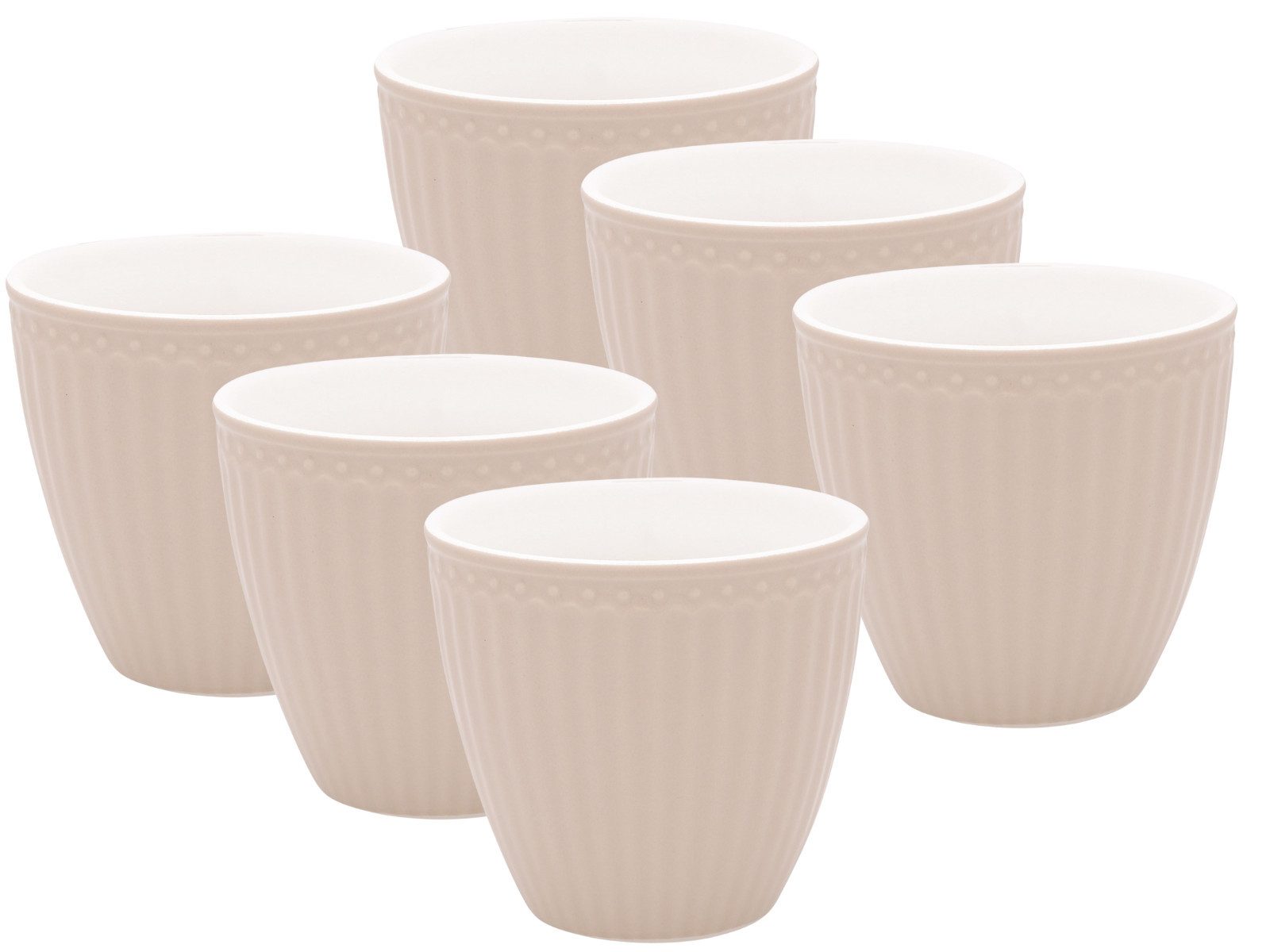 Greengate Geschirr-Set Alice Latte Cup creamy fudge 0,25l Set6, Steinzeug