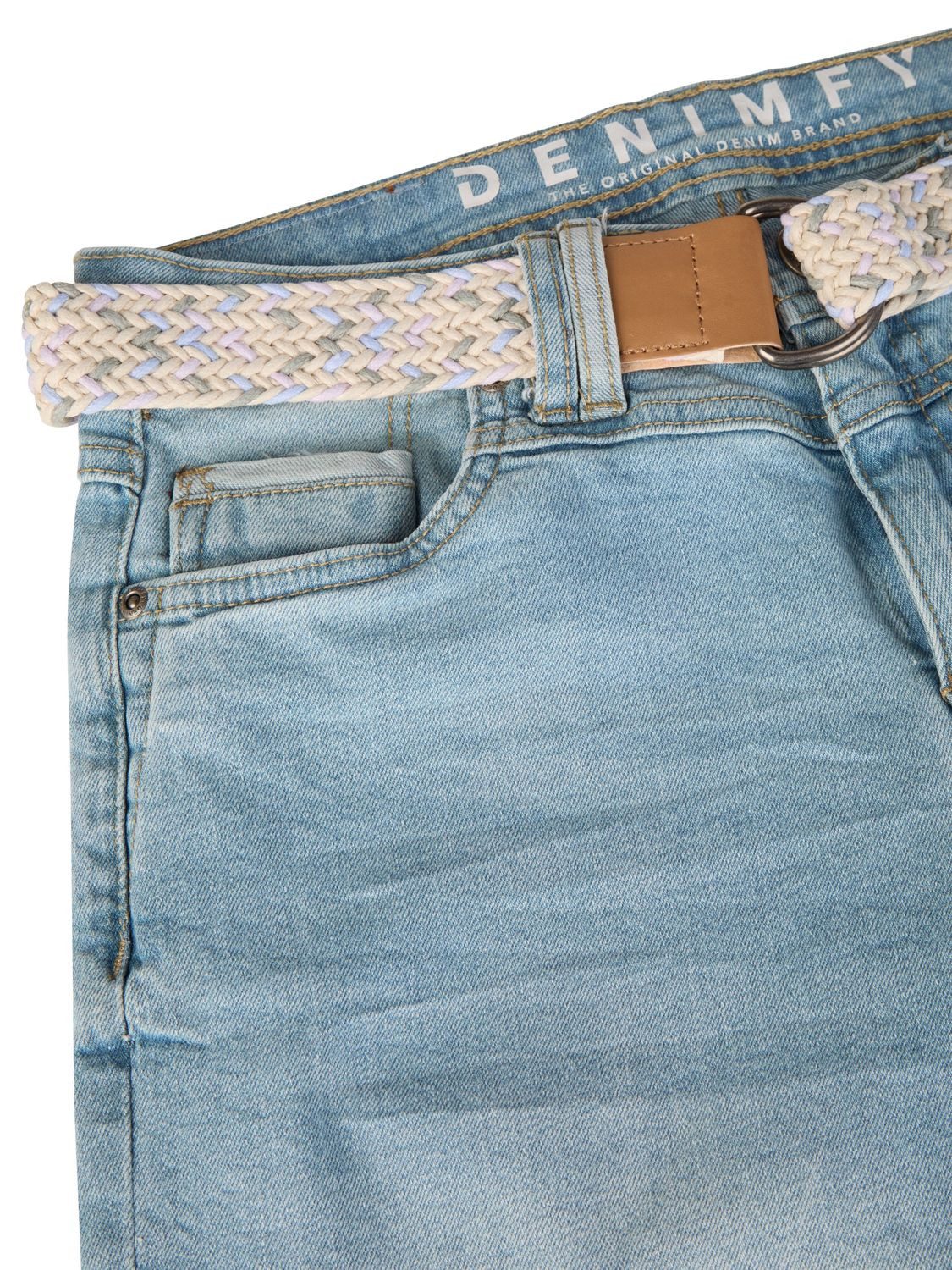 DENIMFY Jeansshorts Damen Shorts DFLena Regular Fit Bermudashorts mit Gürtel