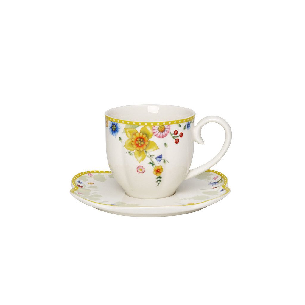 Villeroy & Boch Tasse Spring Awakening Kaffeetasse mit Untertasse 230 ml, Porzellan