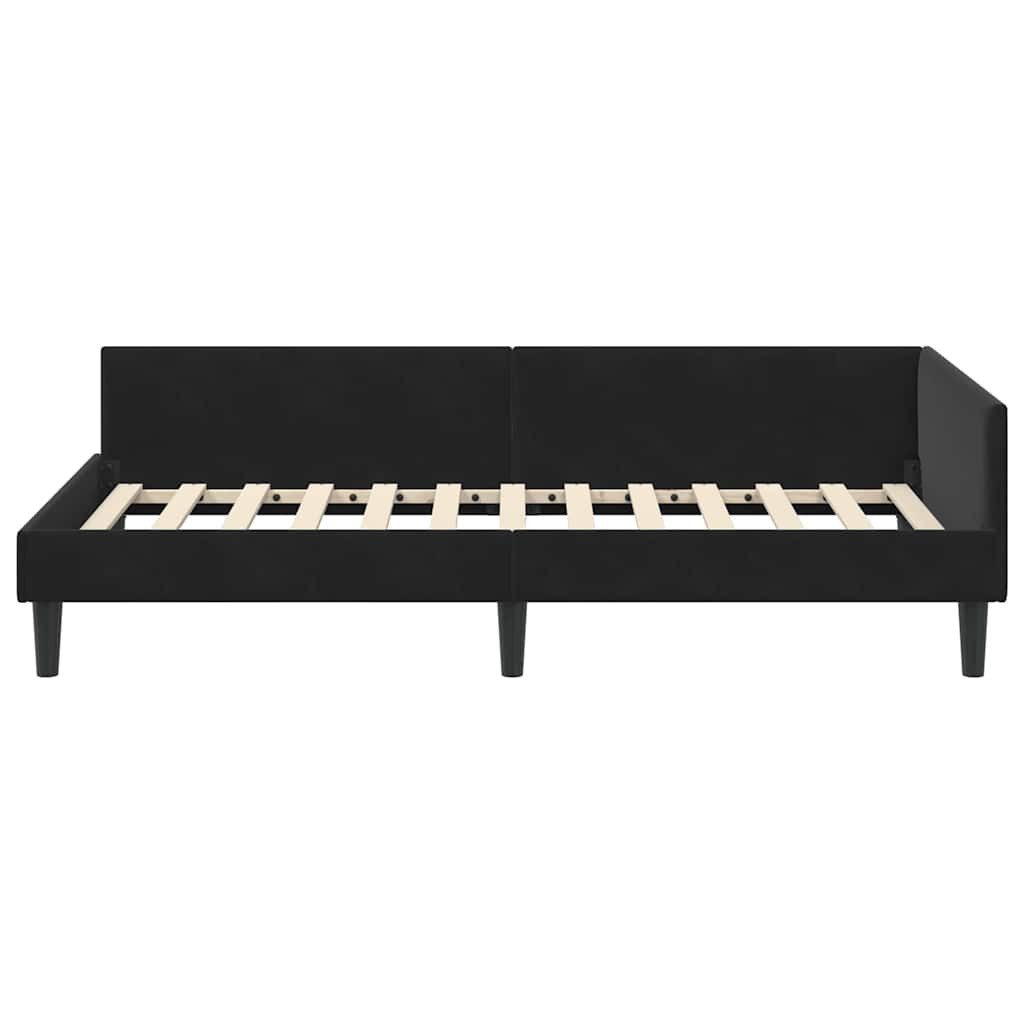 vidaXL Bett Eckbettgestell mit Kopfteil Schwarz 100 cm x 200 cm Samt (1-tlg) – Bild 5 von 5