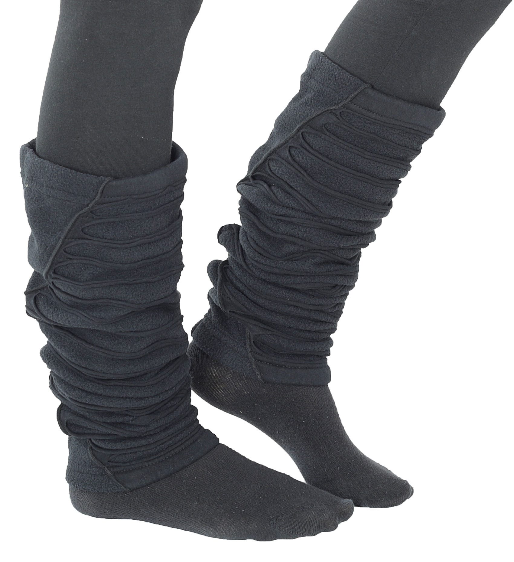 PUREWONDER Beinstulpen Stulpen aus Fleece und Jersey, Damen Beinstulpen LW2 Schwarz (1 Paar) Einheitsgröße