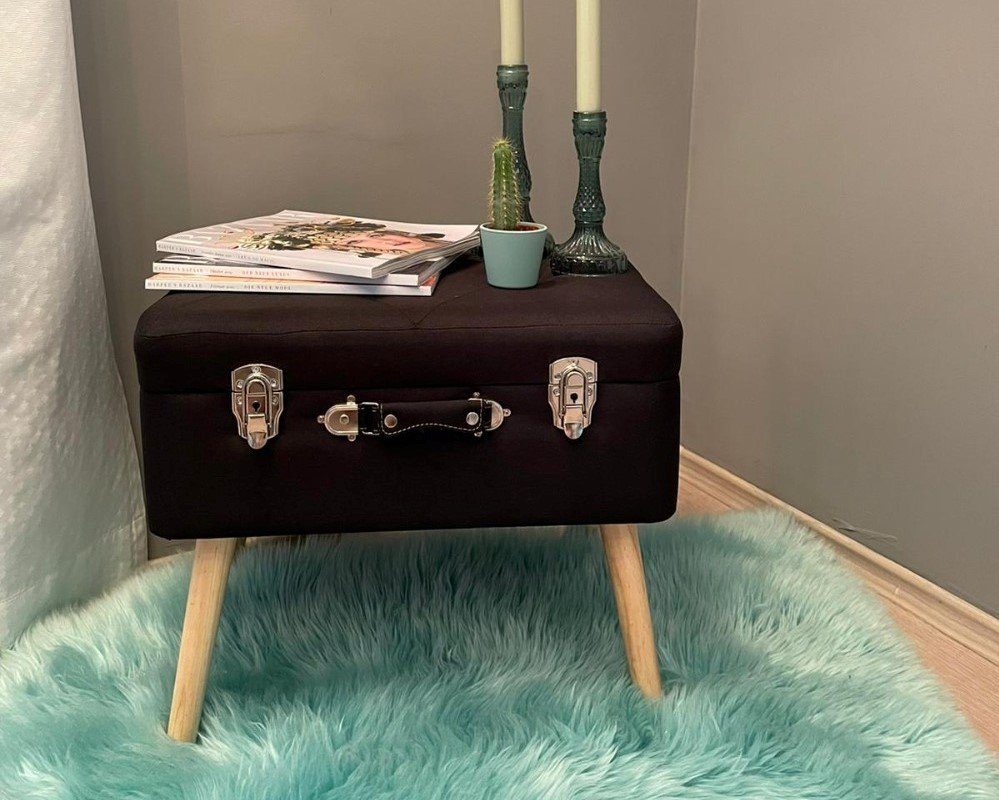 Sweety-Toys Hocker Happy Home Company 13159 Hocker schwarz mit Staufach Kofferdesign