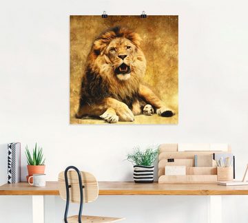 Artland Wandbild Der König - Löwe, Wildtiere (1 St), als Leinwandbild, Poster in verschied. Größen