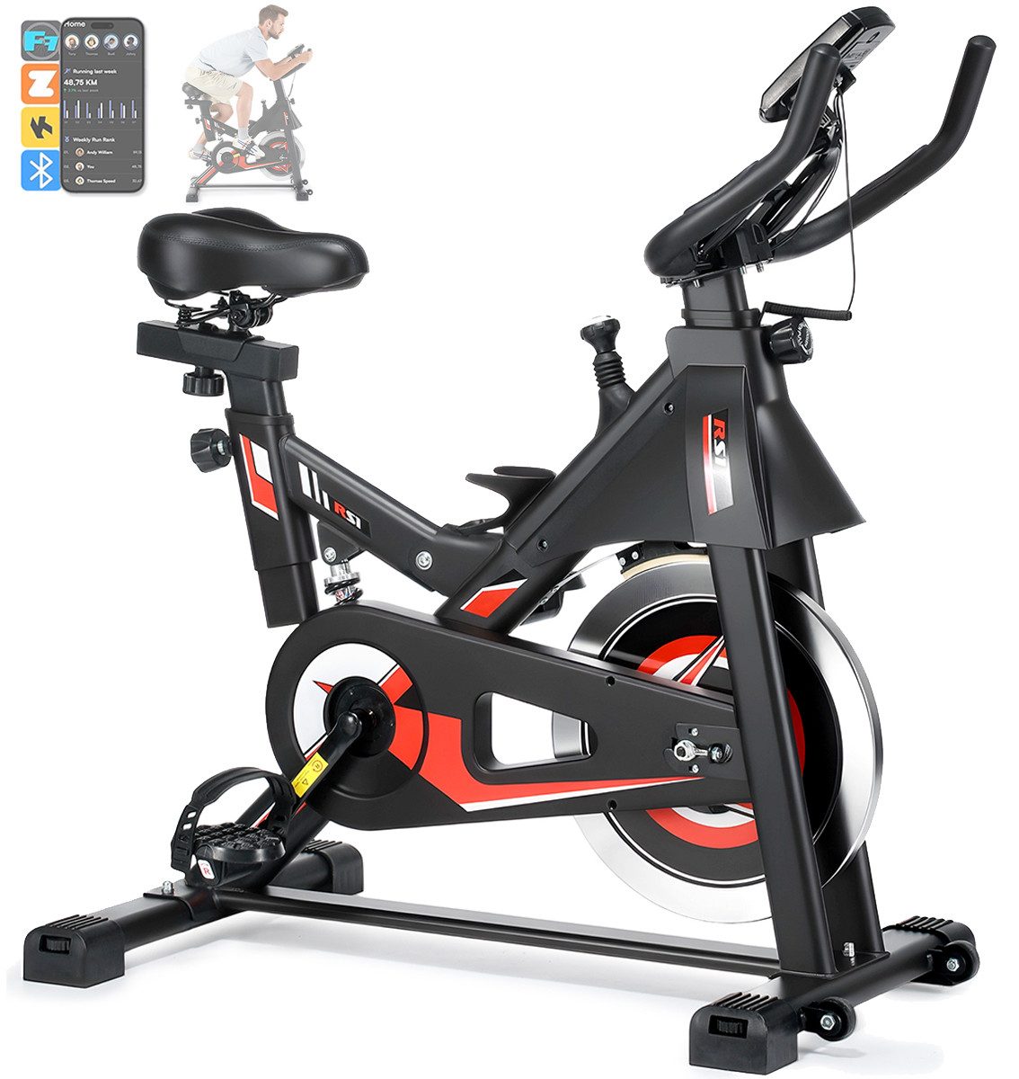 kehot Heimtrainer 3in1 Heimtrainer Fahrrad 150kg, 6kg Schwungrad leise (Stufenlose Widerstandsregelung für intensives Training, Klappbar & platzsparend, ideal für Zuhause und Büro), Mit Puls sensor, LCD Monitor und App kompatibel