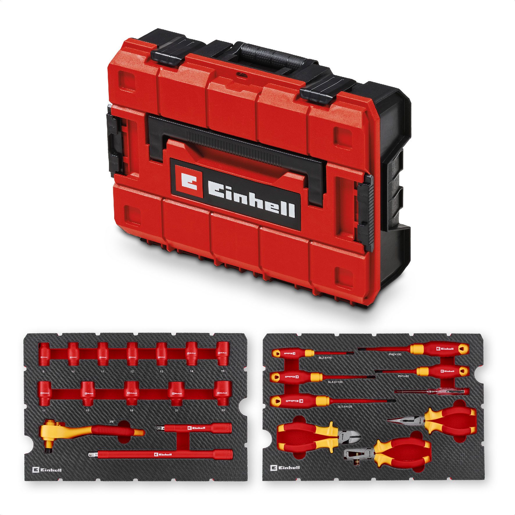 Einhell Werkzeugkoffer Werkzeugset VDE Elektrik, 24-tlg., kompatibel mit Einhell E-Case System