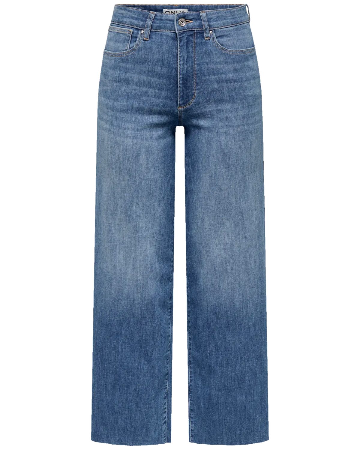 ONLY Weite Jeans Wide-Fit Jeans mit hoher Taille und Offenem-Saum günstig online kaufen