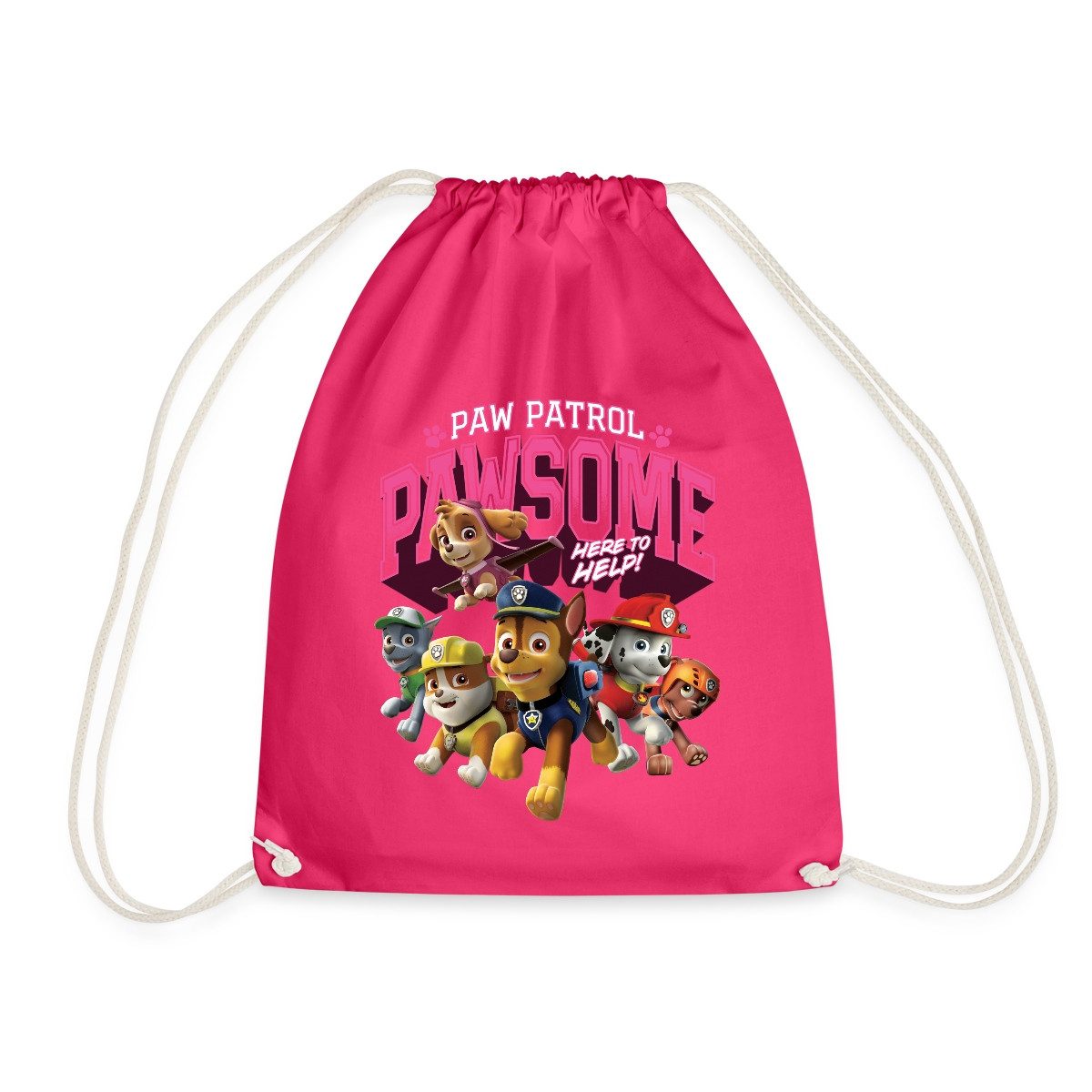 Spreadshirt Turnbeutel Paw Patrol Pawsome Here To Help Spruch Rosa Turnbeutel (1-tlg)