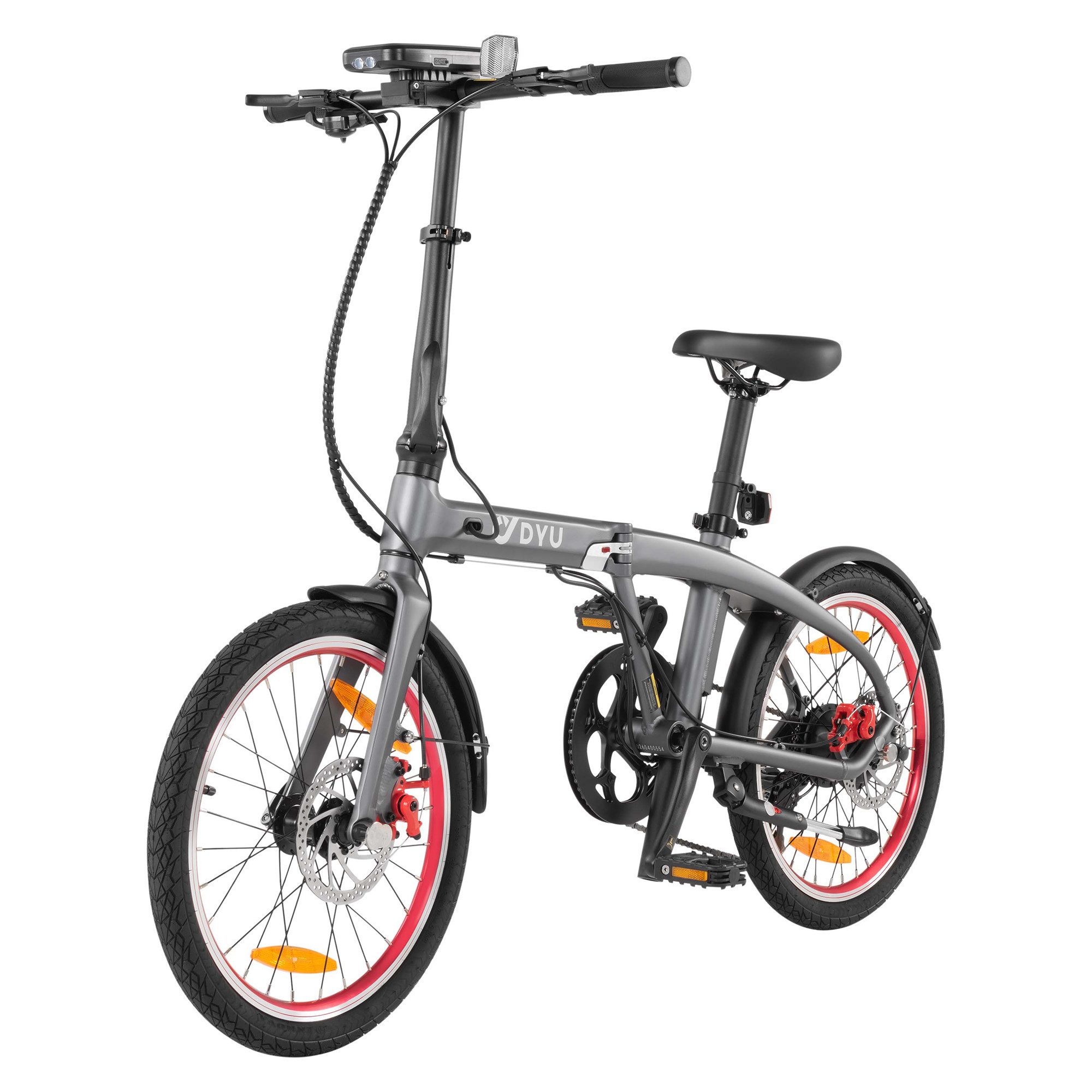 DYU E-Bike 20 Zoll Klapprad Elektrofahrrad mit 24V 5Ah Powerbank-Akku, nur 14 kg, 7 Gang, Heckmotor, 120 Wh