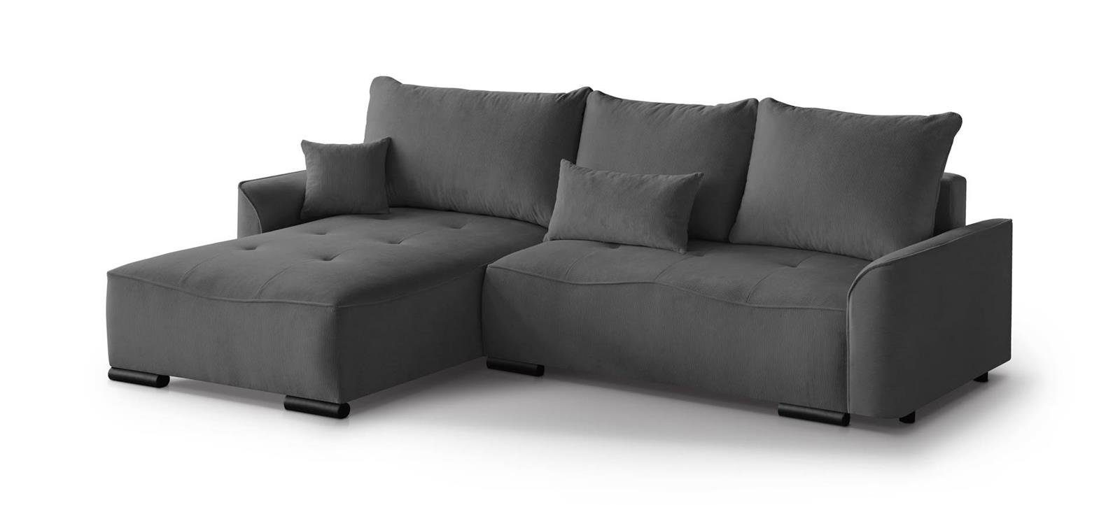 Ecksofa Beautysofa L, Schlafecke mit und Schlaffunktion Bettkasten Satin mane, mit universelle