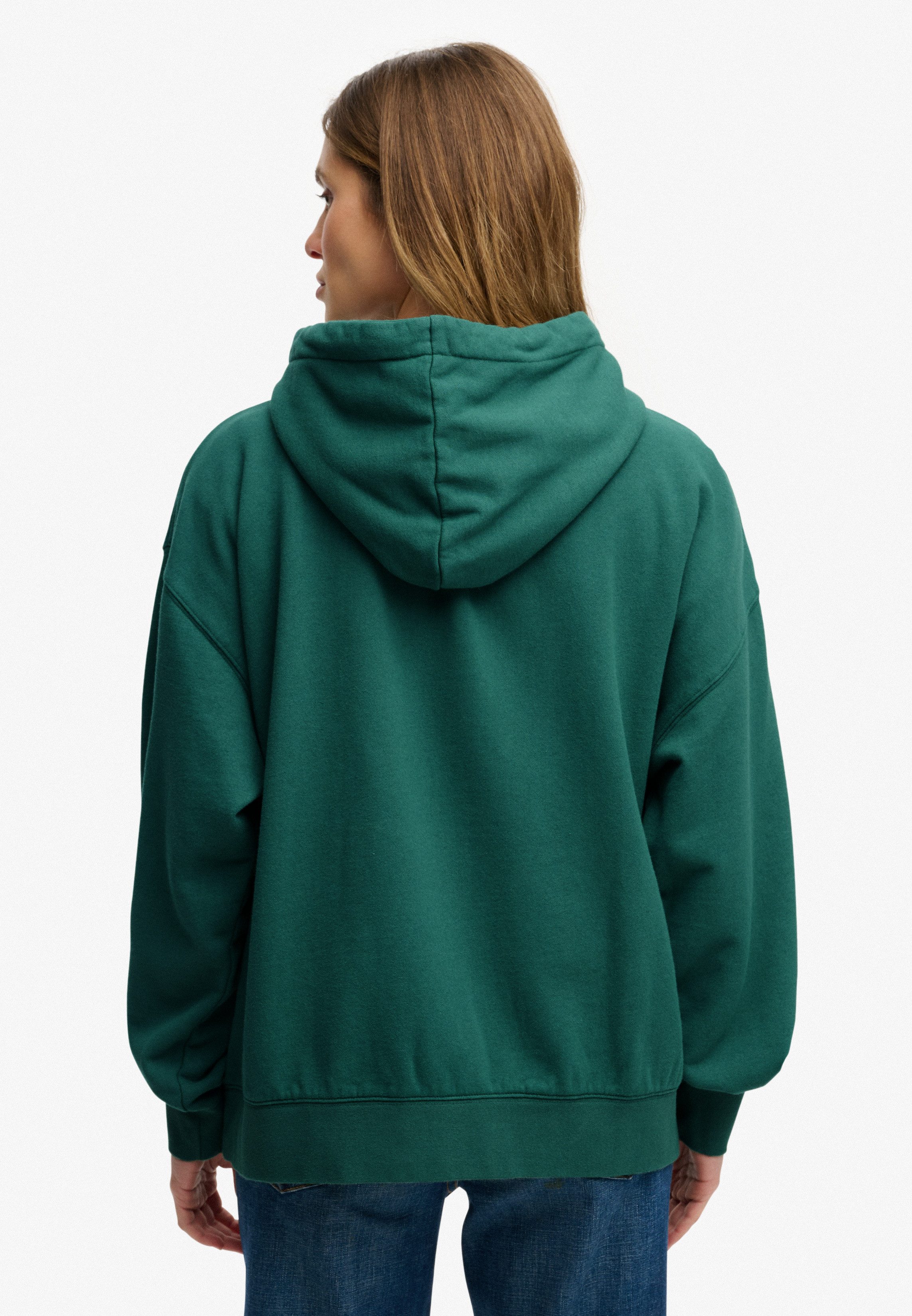 Superdry Kapuzensweatshirt Luxe Casual Emb Relaxed Hood Baumwolle, oversize