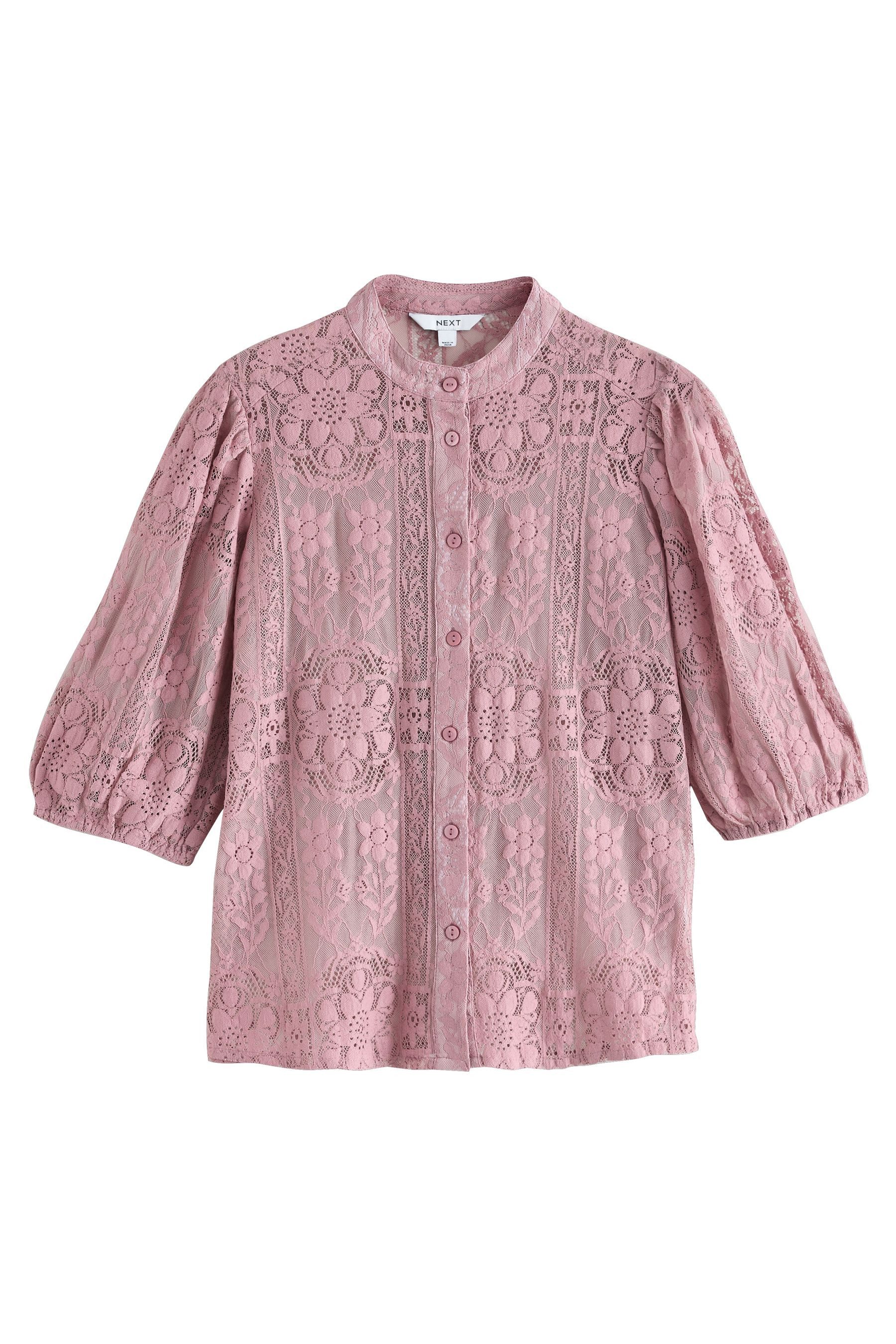 Next Spitzenbluse Kurzärmelige Bluse mit Spitzendetails (1-tlg)