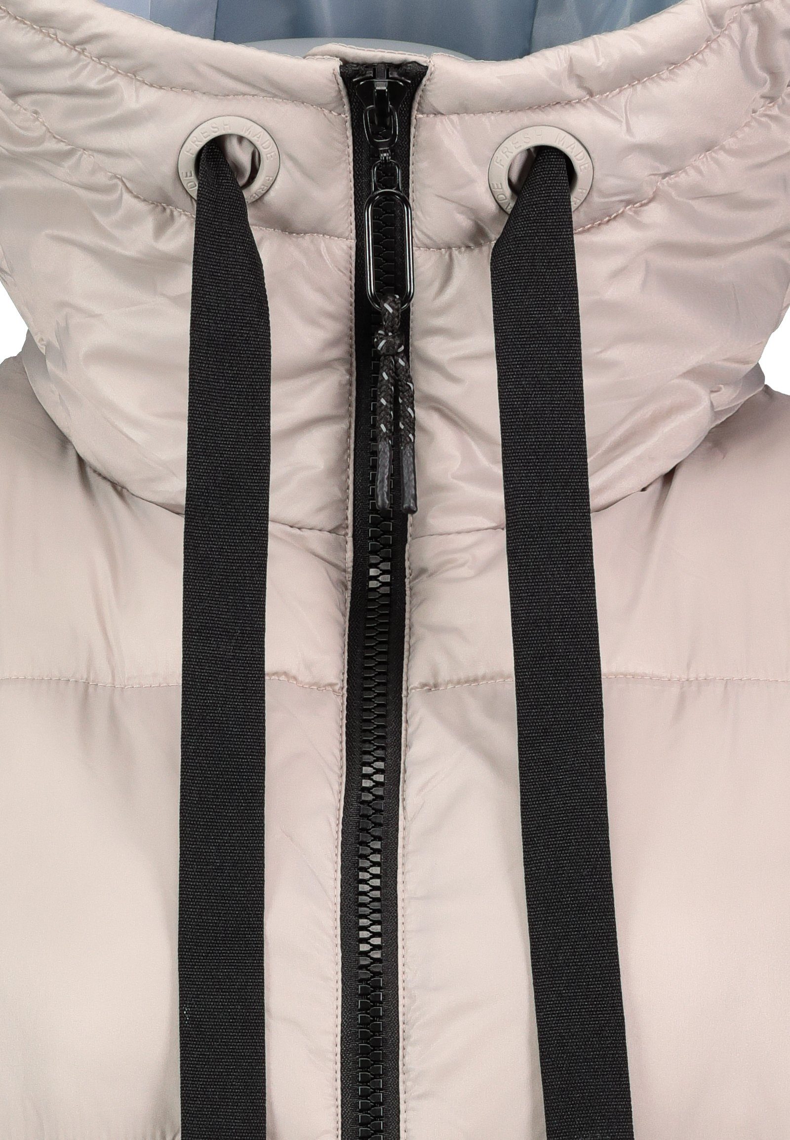 Fresh Made Steppweste Lange Stepp weste Kapuze Übergangs Herbst Frühlings Weste Windbreaker