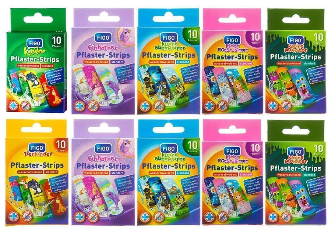 FIGO Wundpflaster 100 Stück FIGO Kinderpflaster 10 Packungen + 1 Notizblock (Set, 101 St., Kinderpflaster), pflaster wundpflaster pflasterverband verband Fingerverband