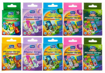 FIGO Wundpflaster 100 Stück FIGO Kinderpflaster 10 Packungen + 1 Notizblock (Set, 101 St., Kinderpflaster), pflaster wundpflaster pflasterverband verband Fingerverband